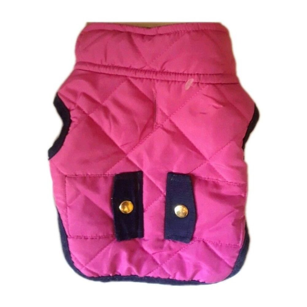 Pup Crew Quilted dog jacket, Hot    Pink with Navy trim, SIZE L, NWT